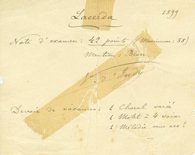 Nota de exame de Francisco de Lacerda, como aluno da Schola Cantorum de Paris, assinada por Vincent d'Indy, 1899.